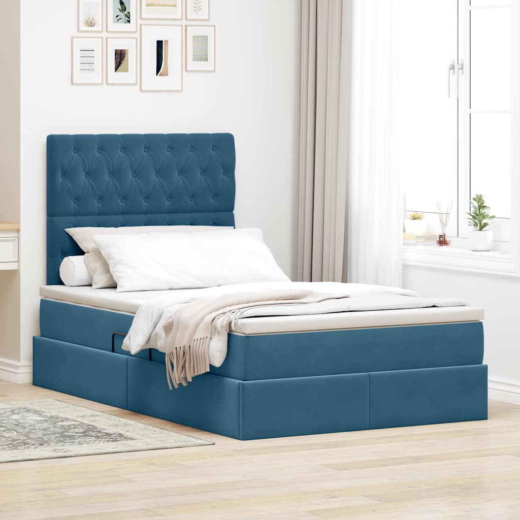 Lit avec rangement et LED Bleu foncé 120 x 200 cm Velours - XIOS