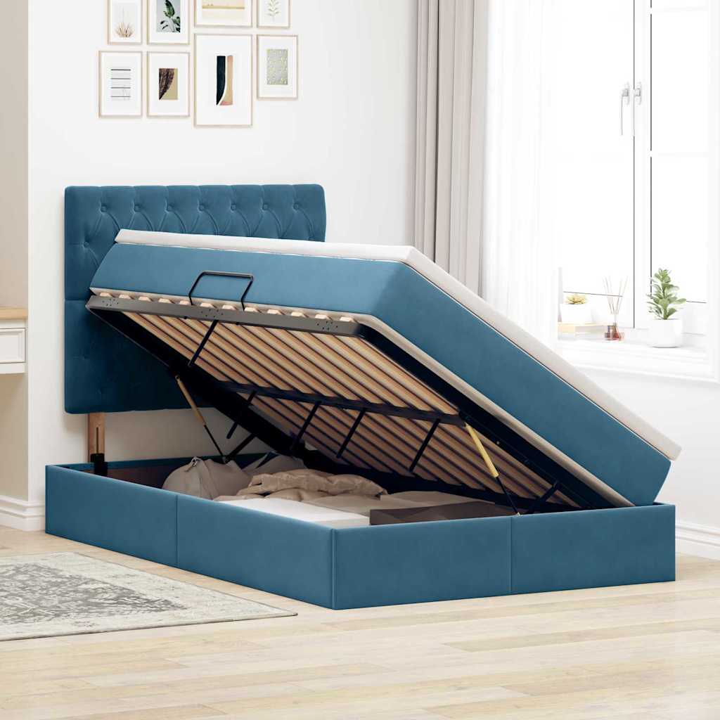 Lit avec rangement et LED Bleu foncé 120 x 200 cm Velours - XIOS