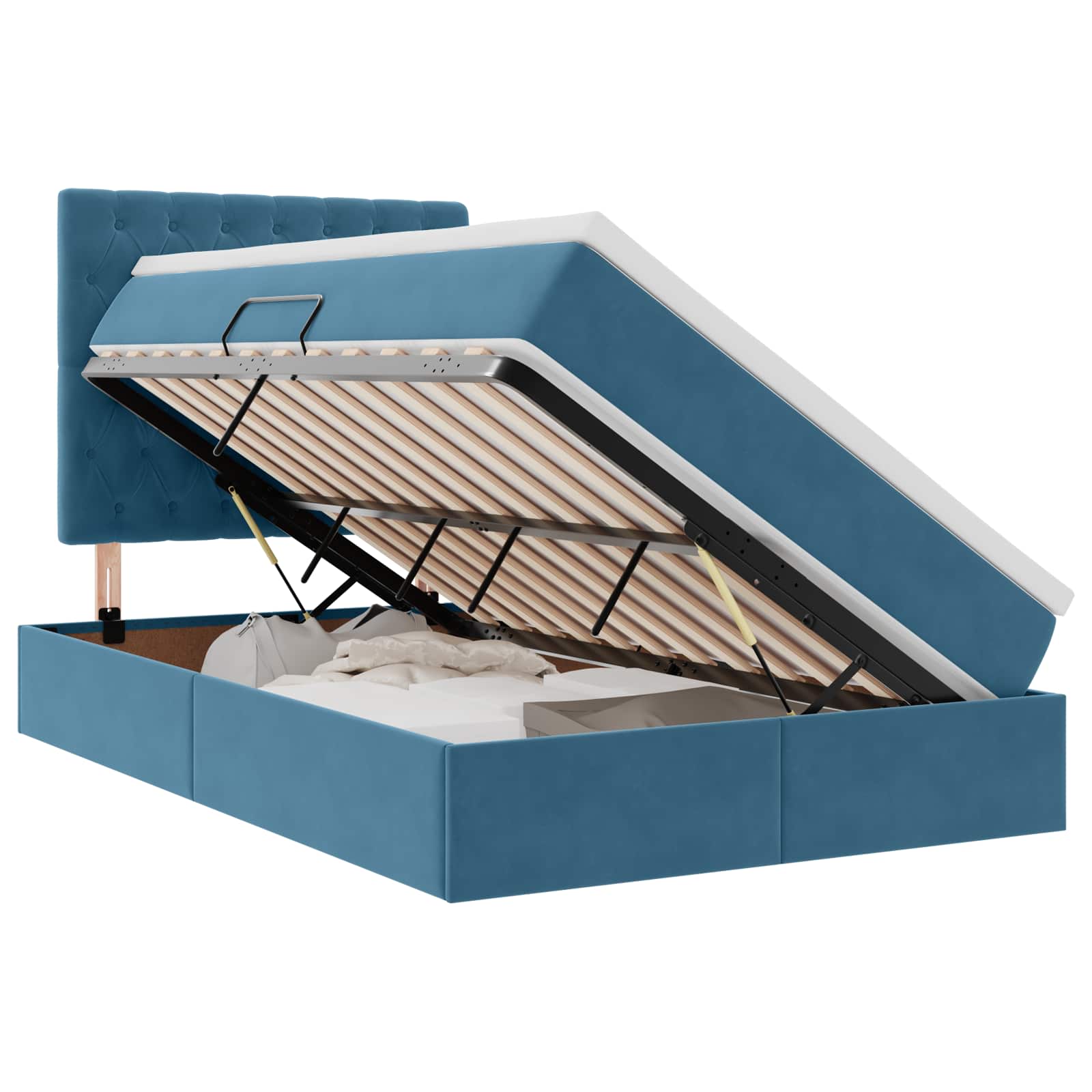 Lit avec rangement et LED Bleu foncé 120 x 200 cm Velours - XIOS