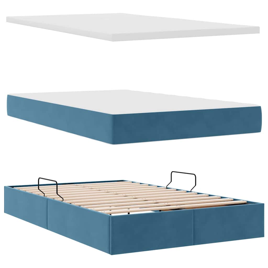 Lit avec rangement et LED Bleu foncé 120 x 200 cm Velours - XIOS