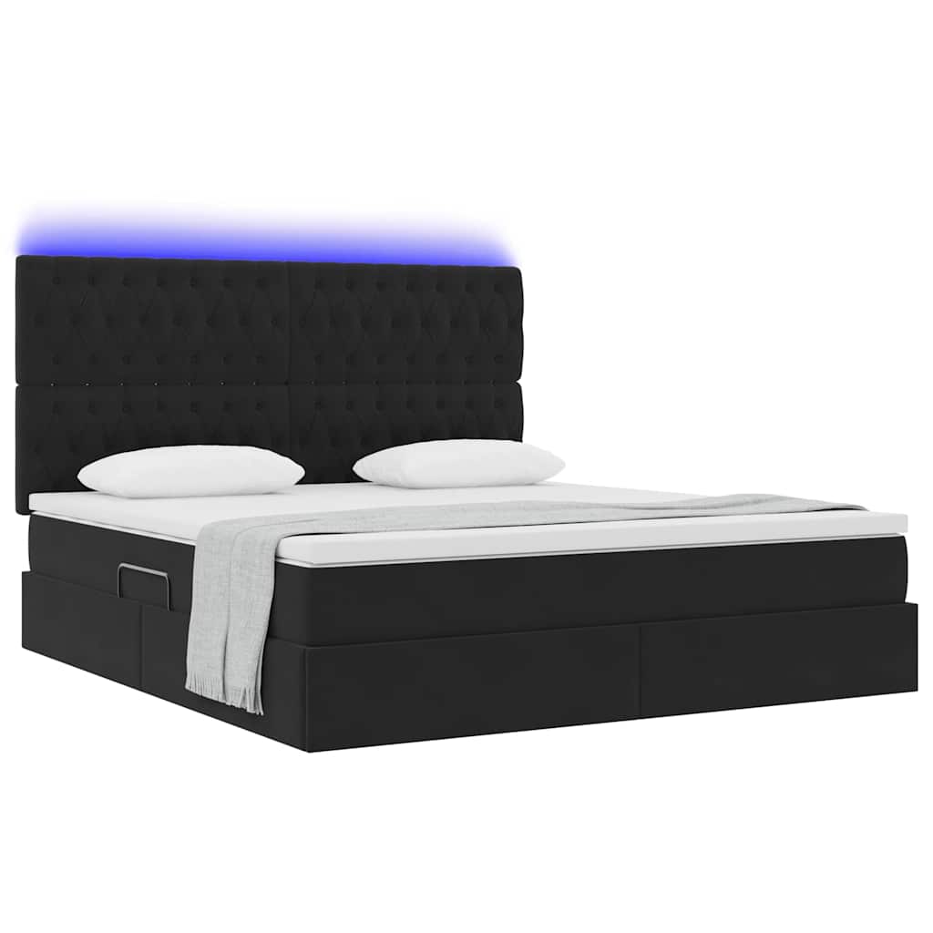 Lit avec rangement et LED avec LED Noir 160 x 200 cm Velours - XIOS