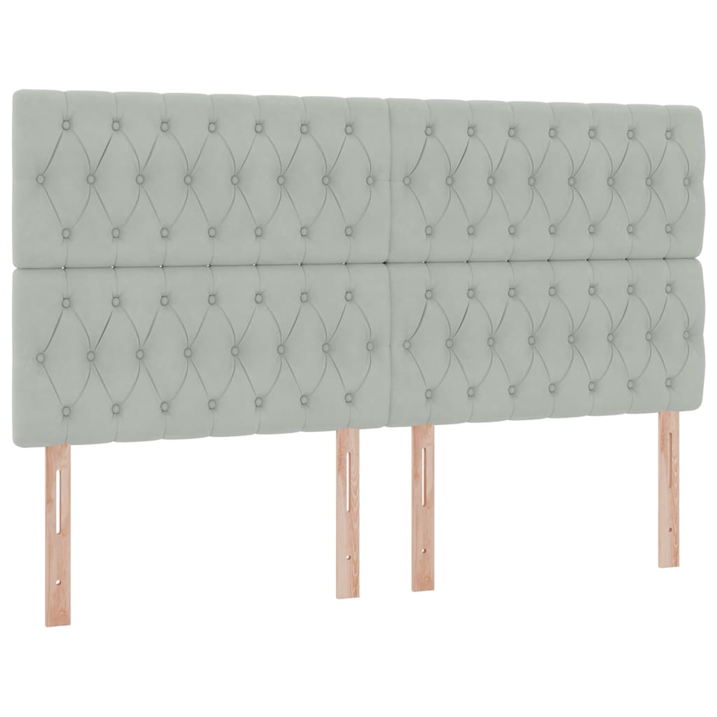 Lit avec rangement et LED Gris clair 180 x 200 cm Velours - XIOS