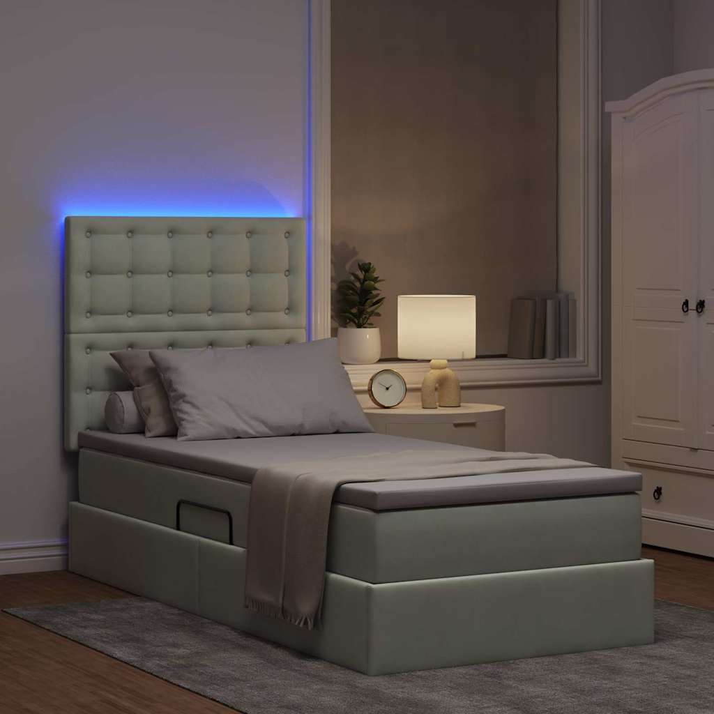 Lit de rangement LED avec matelas Gris clair 100 x 200 cm - XIOS
