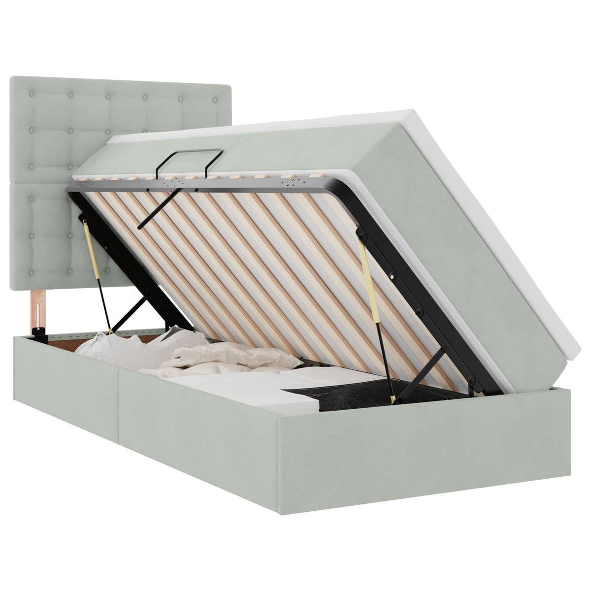Lit de rangement LED avec matelas Gris clair 100 x 200 cm