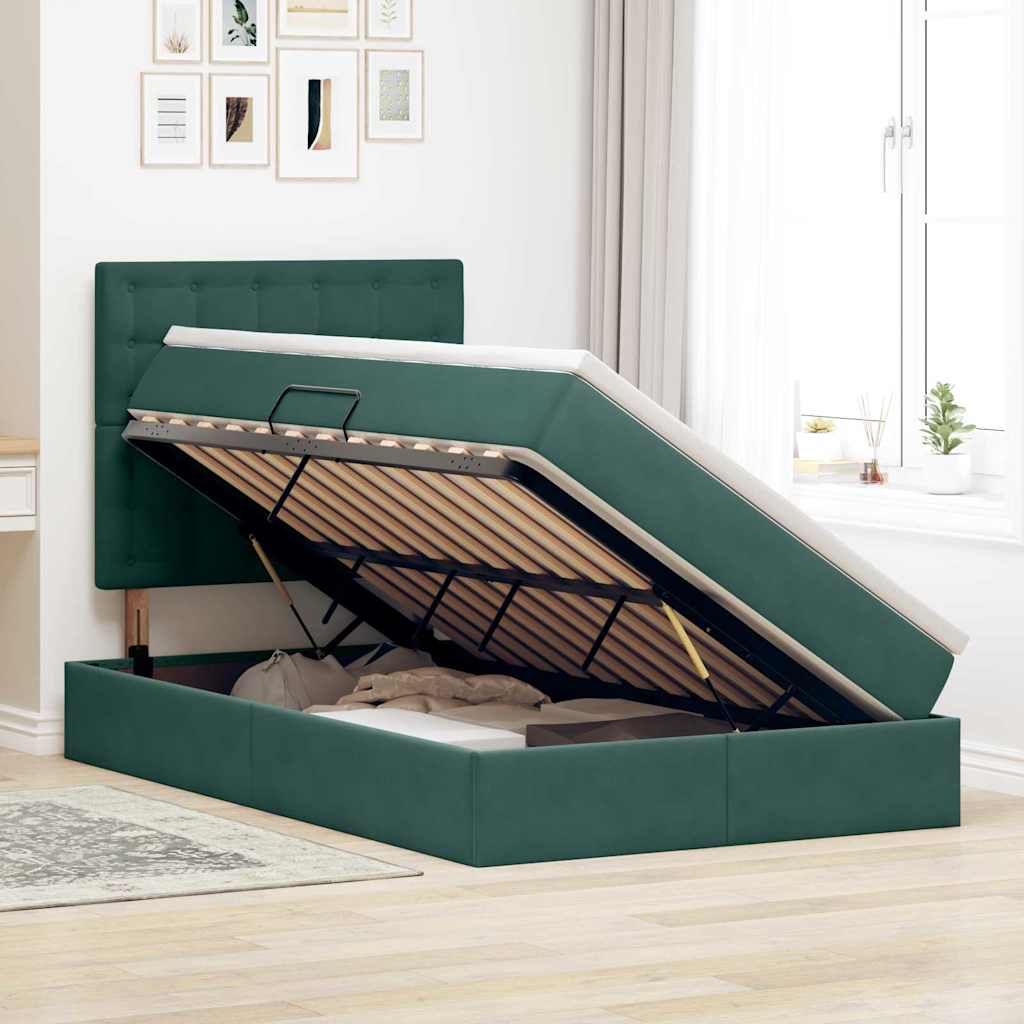 Lit avec des lumières à LED Vert foncé 120 x 200 cm Velours - XIOS