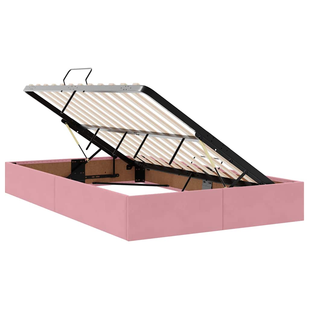 Lit avec rangement et LED avec LED Rose 120 x 200 cm Velours - XIOS