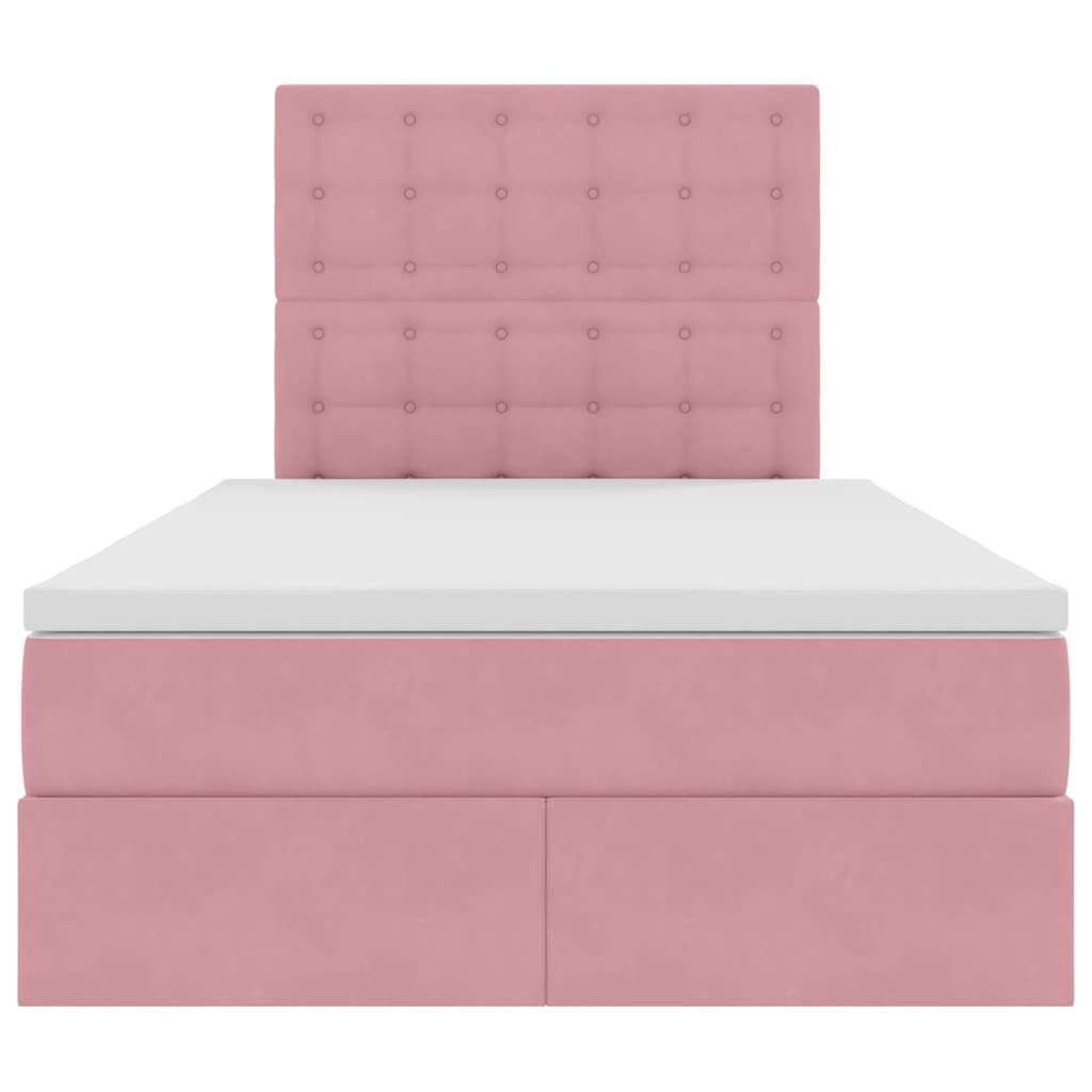 Lit avec rangement et LED avec LED Rose 120 x 200 cm Velours - XIOS