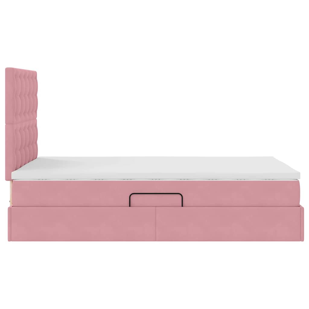 Lit avec rangement et LED avec LED Rose 120 x 200 cm Velours - XIOS
