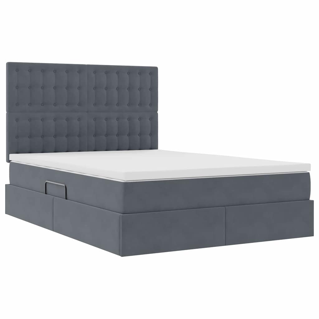 Lit avec rangement et LED Gris foncé 140 x 190 cm Velours - XIOS