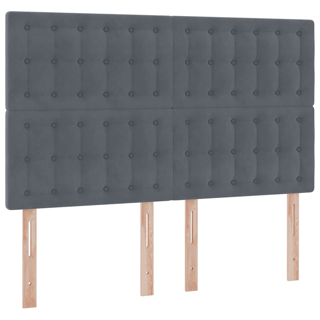 Lit avec rangement et LED Gris foncé 140 x 190 cm Velours - XIOS