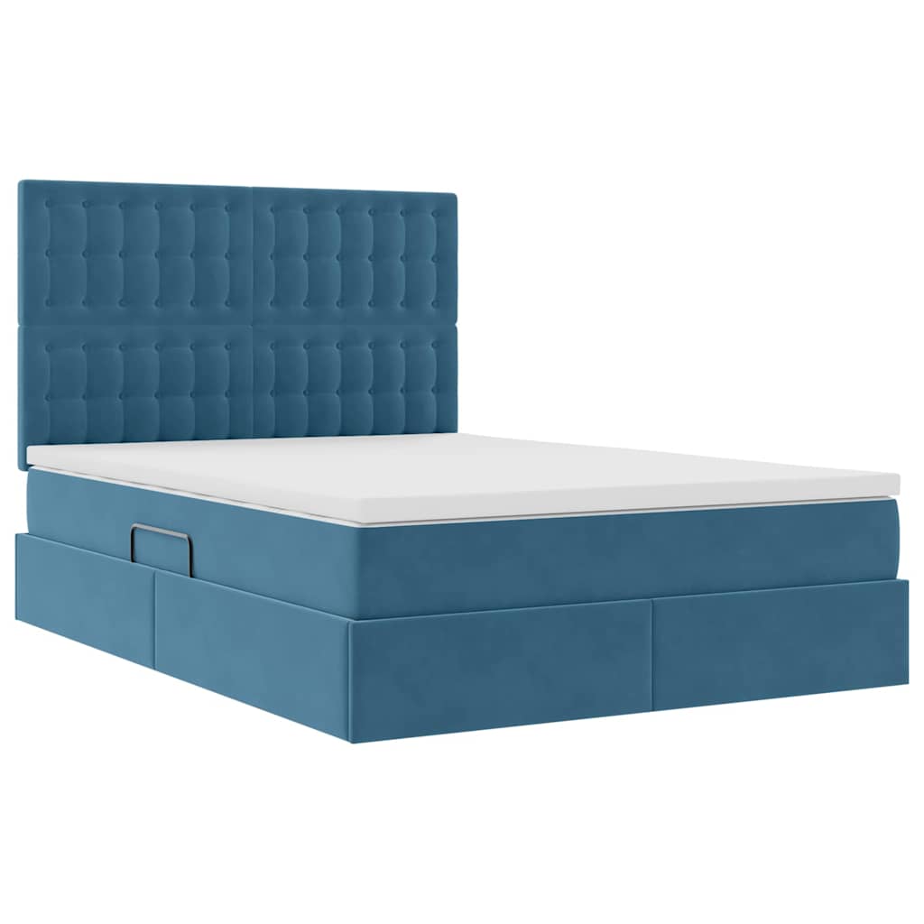 Lit avec rangement et LED Bleu foncé 140 x 200 cm Velours - XIOS