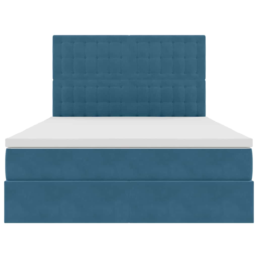 Lit avec rangement et LED Bleu foncé 140 x 200 cm Velours - XIOS
