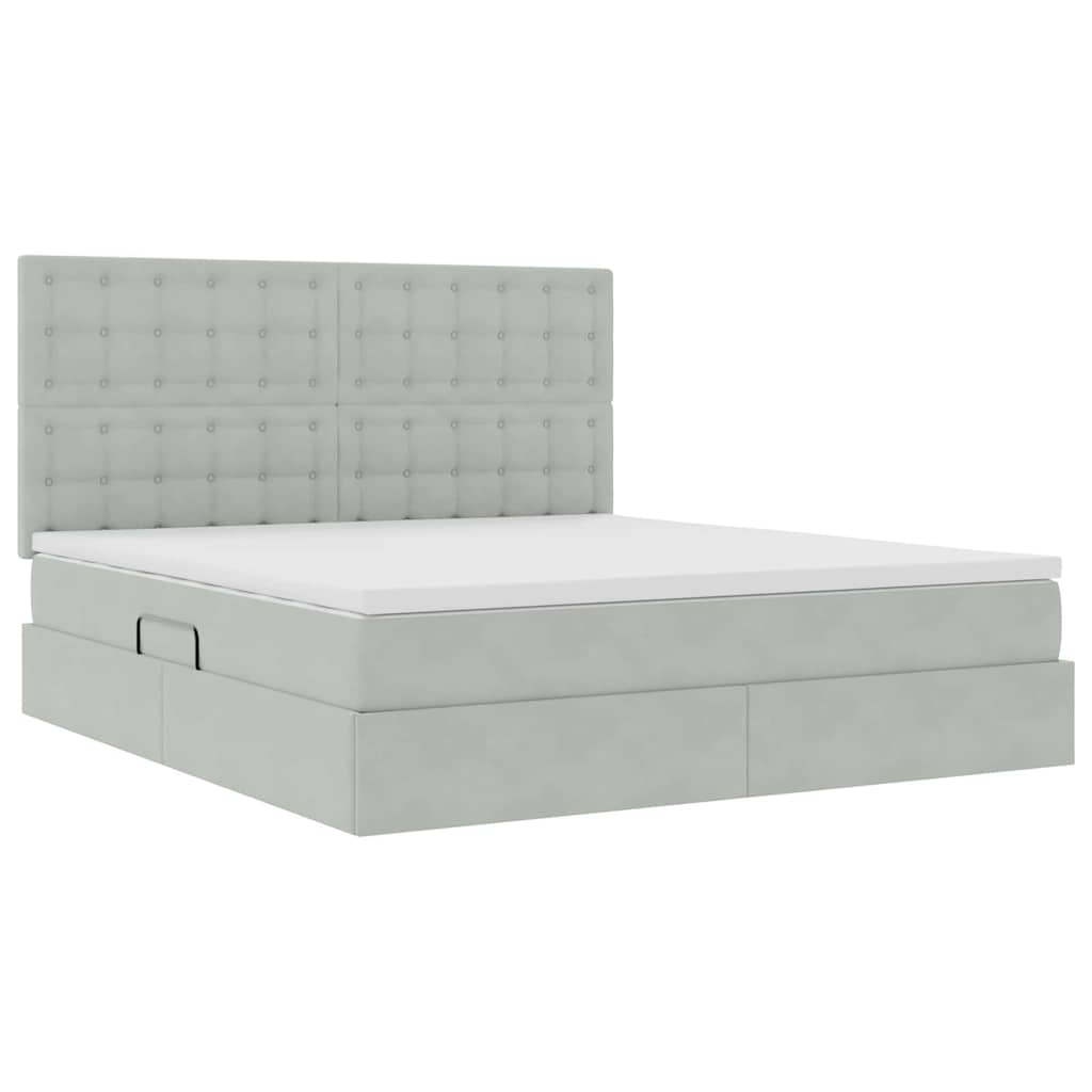 Lit avec rangement et LED Gris clair 160 x 200 cm Velours - XIOS