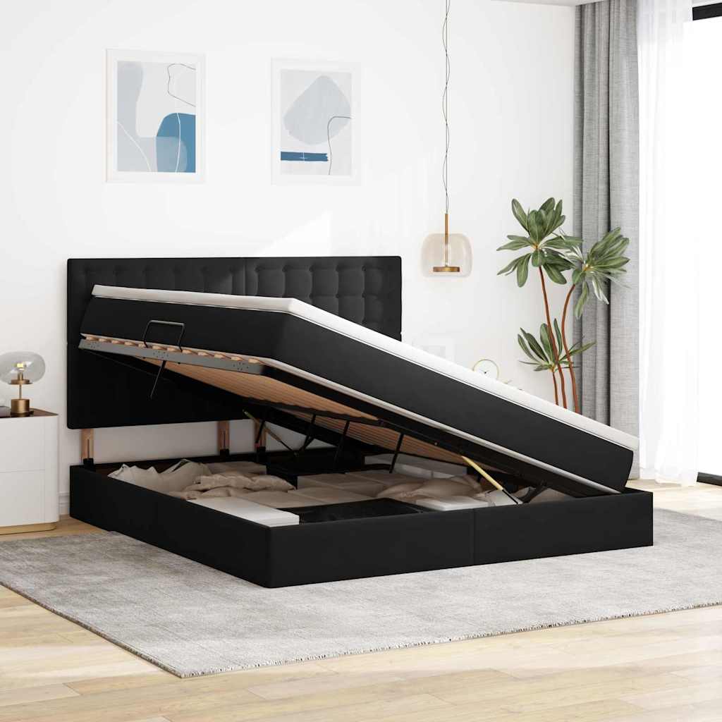 Lit avec rangement et LED avec LED Noir 180 x 200 cm Velours - XIOS