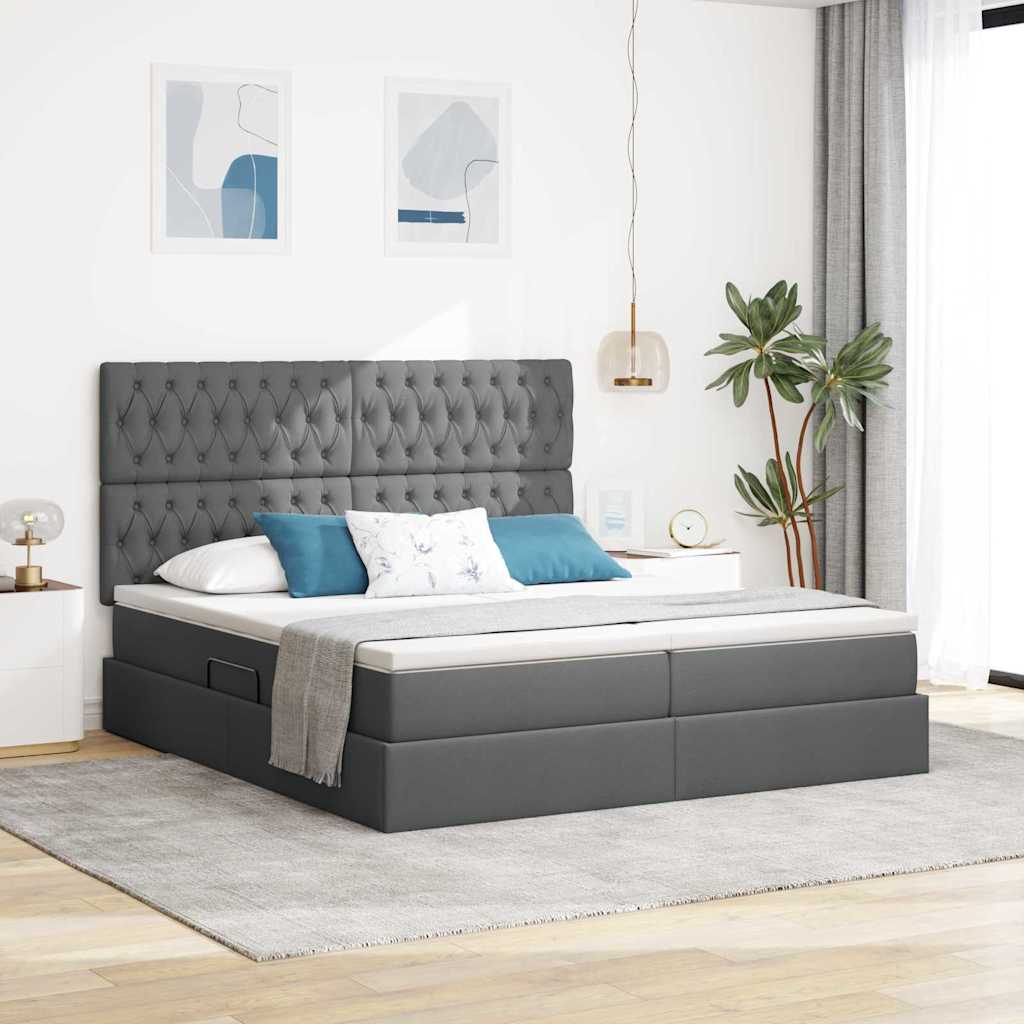 Lit avec des lumières à LED Gris foncé 180 x 200 cm tissu - XIOS