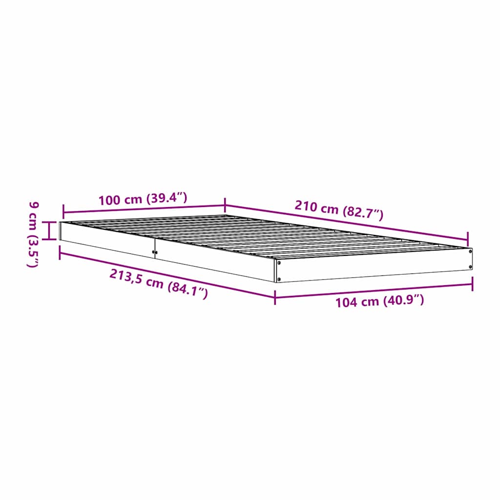 Cadre de lit surélevé Blanc 100 x 210 cm Bois de pin massif - XIOS