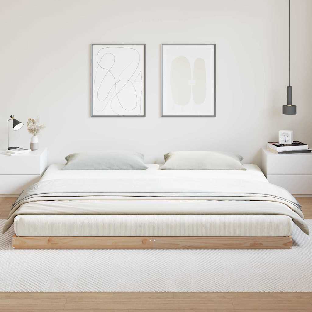 Cadre de lit surélevé Naturel 200 x 210 cm Bois de pin massif - XIOS