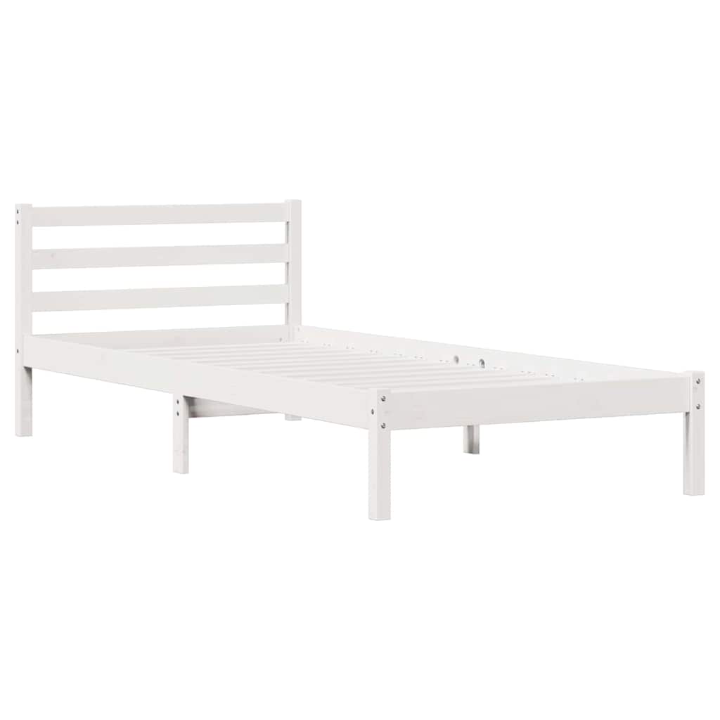 Cadre de lit Blanc 210 x 90 cm Bois massif en pin - XIOS
