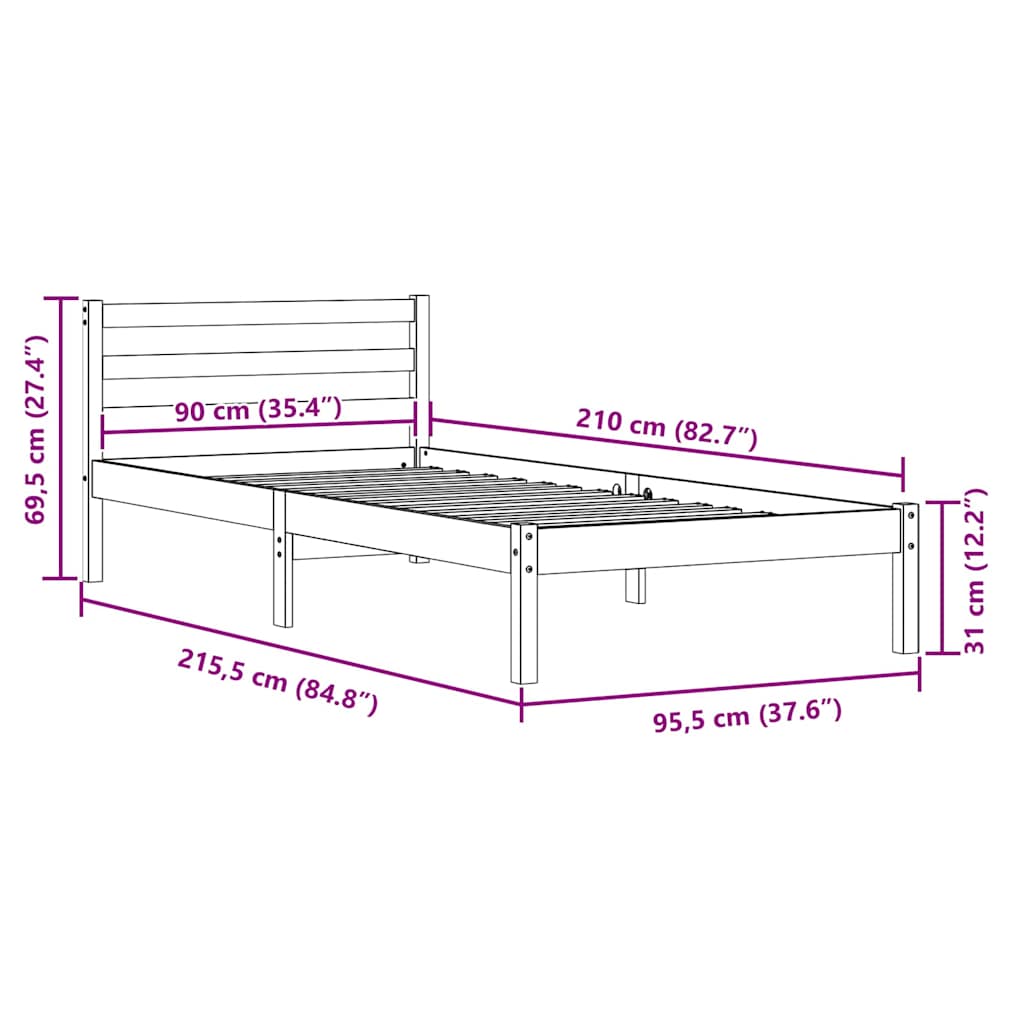 Cadre de lit Blanc 208.6 x 157.6 x 69.4 cm Pin massif - XIOS