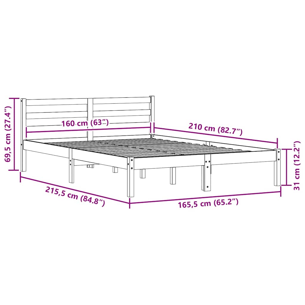 Cadre de lit Blanc 208.6 x 157.6 x 69.4 cm Pin massif - XIOS