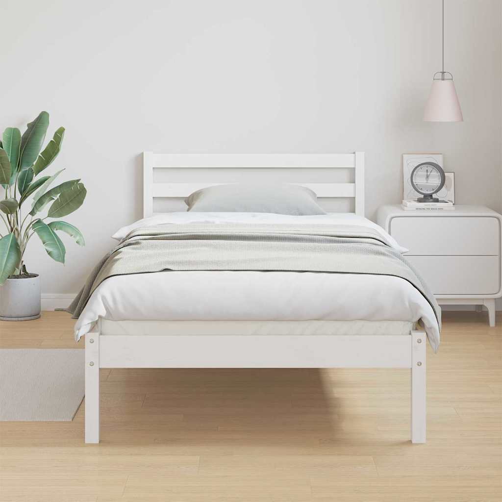 Cadre de lit Blanc 220 x 80 cm Bois massif en pin - XIOS