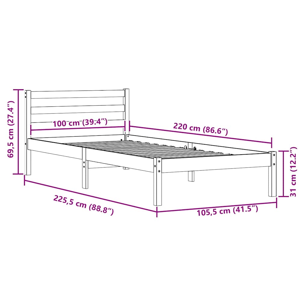 Cadre de lit Marron 208.6 x 157.6 x 69.4 cm Pin massif - XIOS
