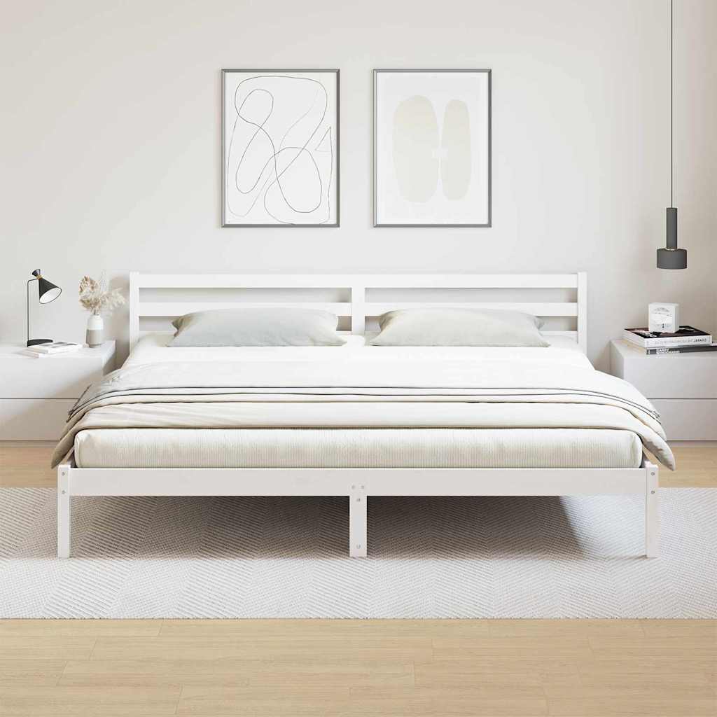 Cadre de lit Blanc 225,5 x 205,5 x 69,5 cm Bois de Pin Massif - XIOS