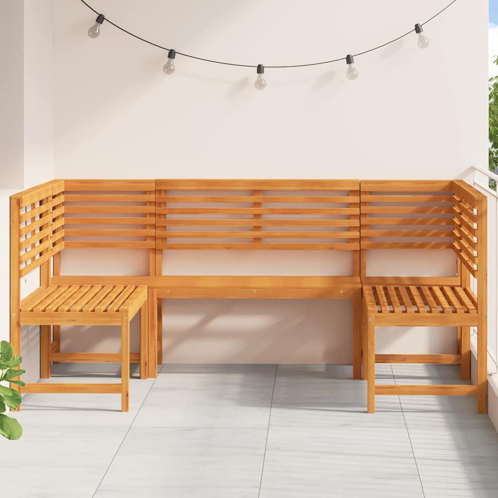 Ensemble de banc de jardin 5 pcs Marron Bois d'Acacia Massif