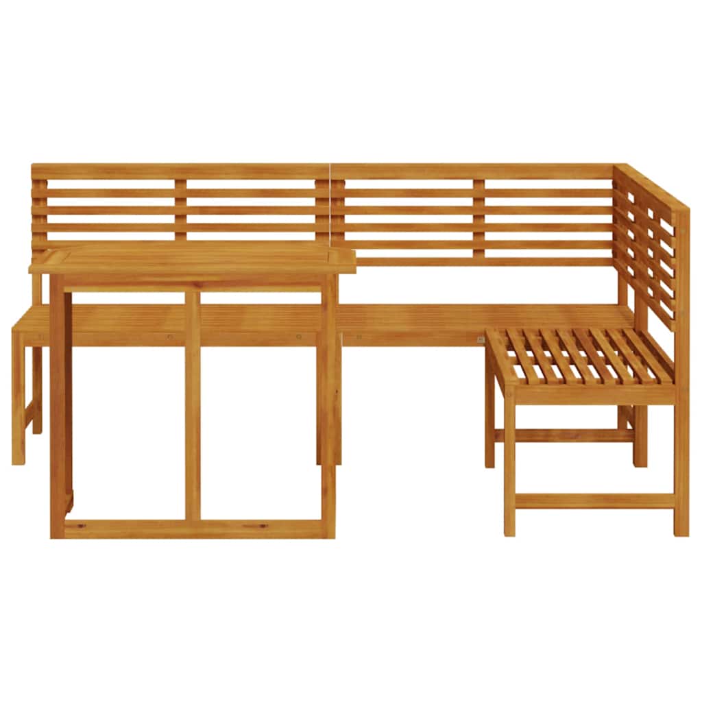 Ensemble de banc de jardin 3 pcs Marron Bois d'Acacia Massif