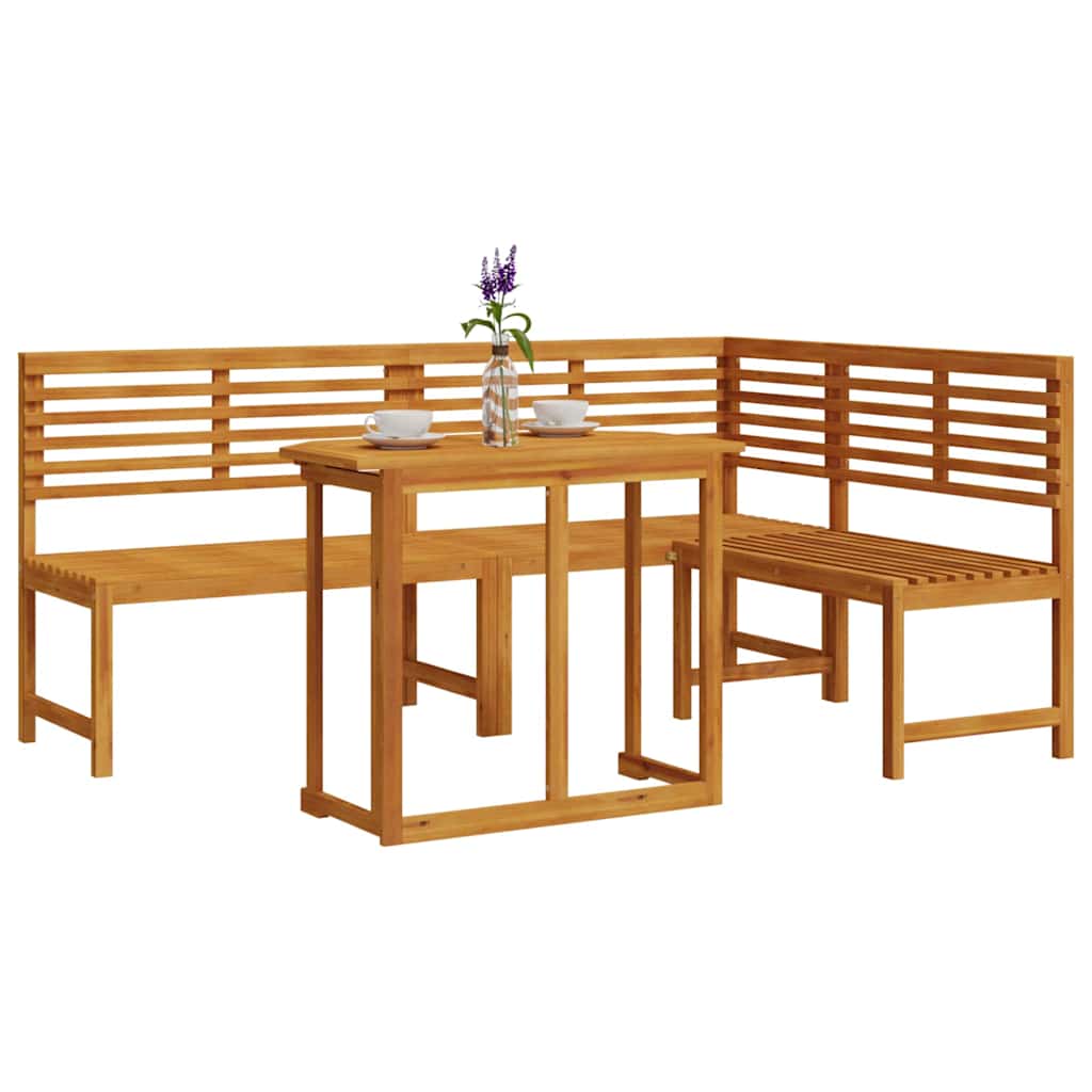 Ensemble de banc de jardin 3 pcs Marron Bois d'Acacia Massif