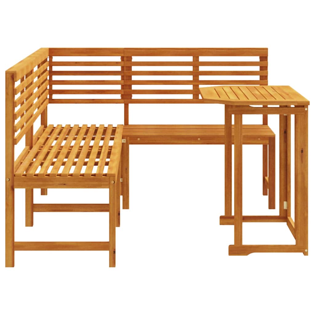 Ensemble de banc de jardin 3 pcs Marron Bois d'Acacia Massif