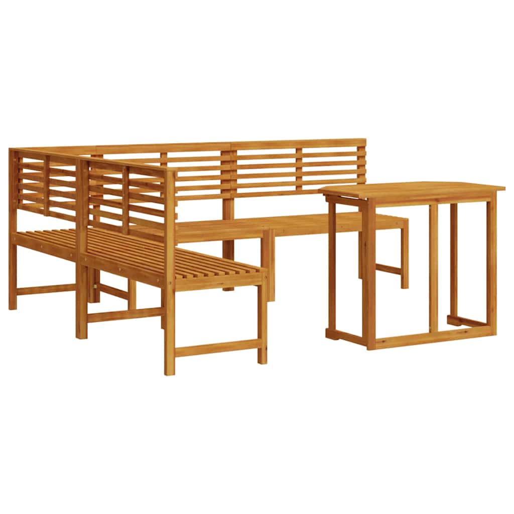 Ensemble de banc de jardin 4 pcs Marron Bois d'Acacia Massif