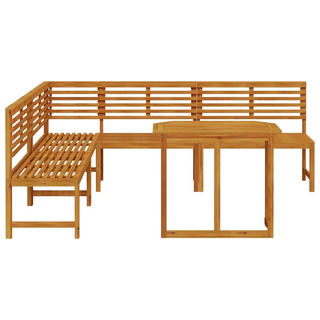 Ensemble de banc de jardin 4 pcs Marron Bois d'Acacia Massif