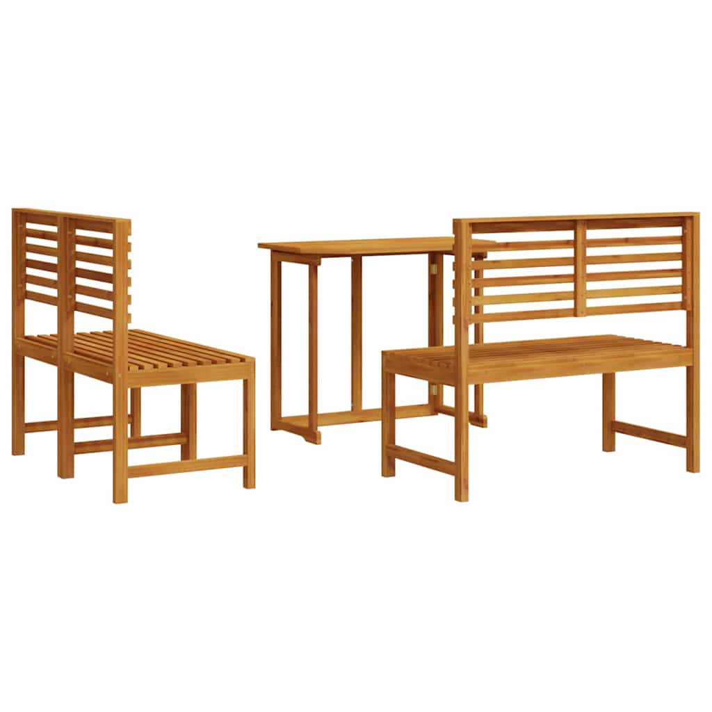 Ensemble bistro de jardin 3 pcs Marron Bois d'Acacia Massif