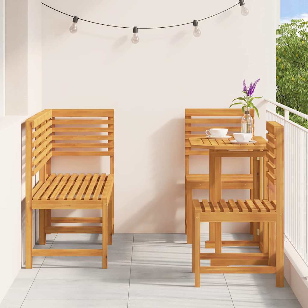 Ensemble bistro de jardin 5 pcs Marron Bois d'Acacia Massif