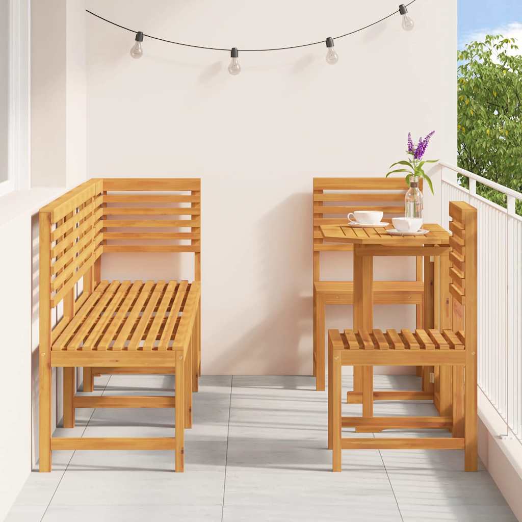 Ensemble bistro de jardin 6 pcs Marron Bois d'Acacia Massif