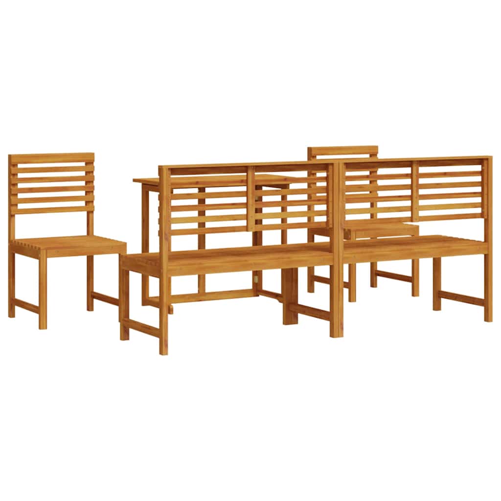 Ensemble bistro de jardin 5 pcs Marron Bois d'Acacia Massif