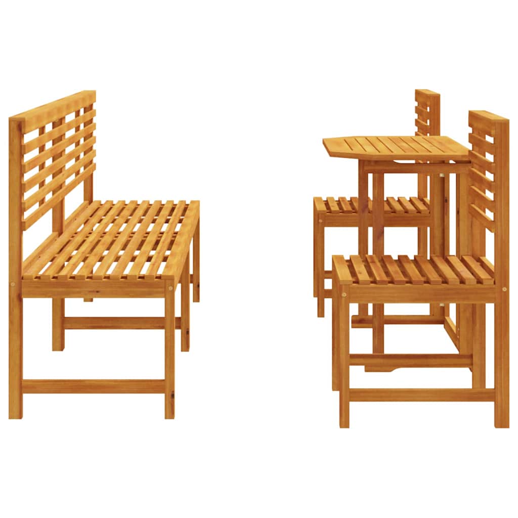 Ensemble bistro de jardin 5 pcs Marron Bois d'Acacia Massif
