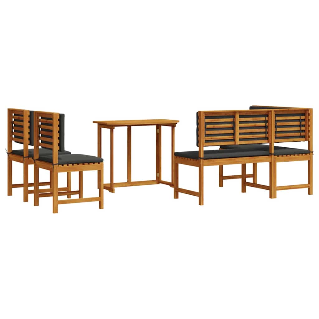 Ensemble de banc de jardin 4 pcs Marron Bois d'Acacia Massif