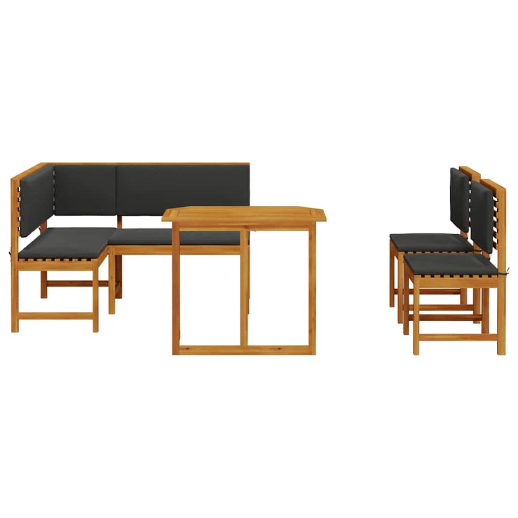 Ensemble de banc de jardin 4 pcs Marron Bois d'Acacia Massif
