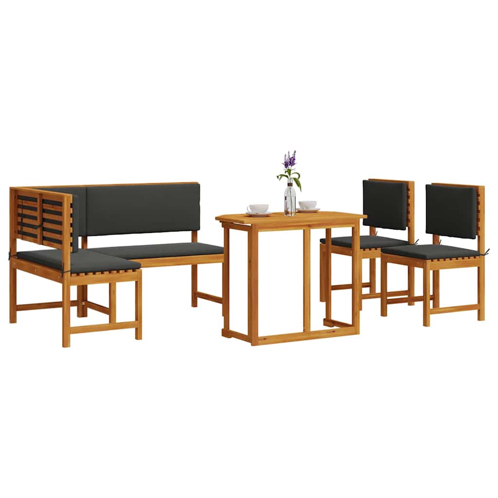 Ensemble de banc de jardin 4 pcs Marron Bois d'Acacia Massif