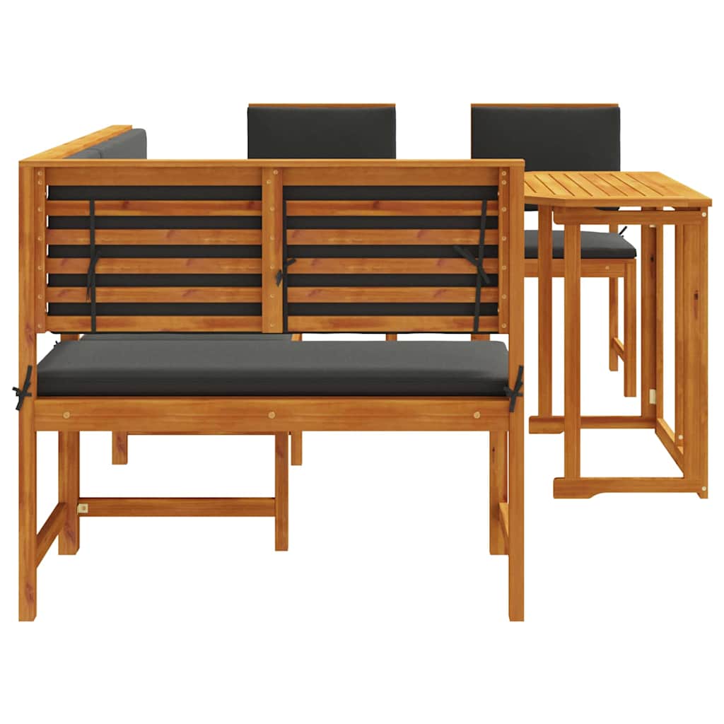 Ensemble de banc de jardin 4 pcs Marron Bois d'Acacia Massif