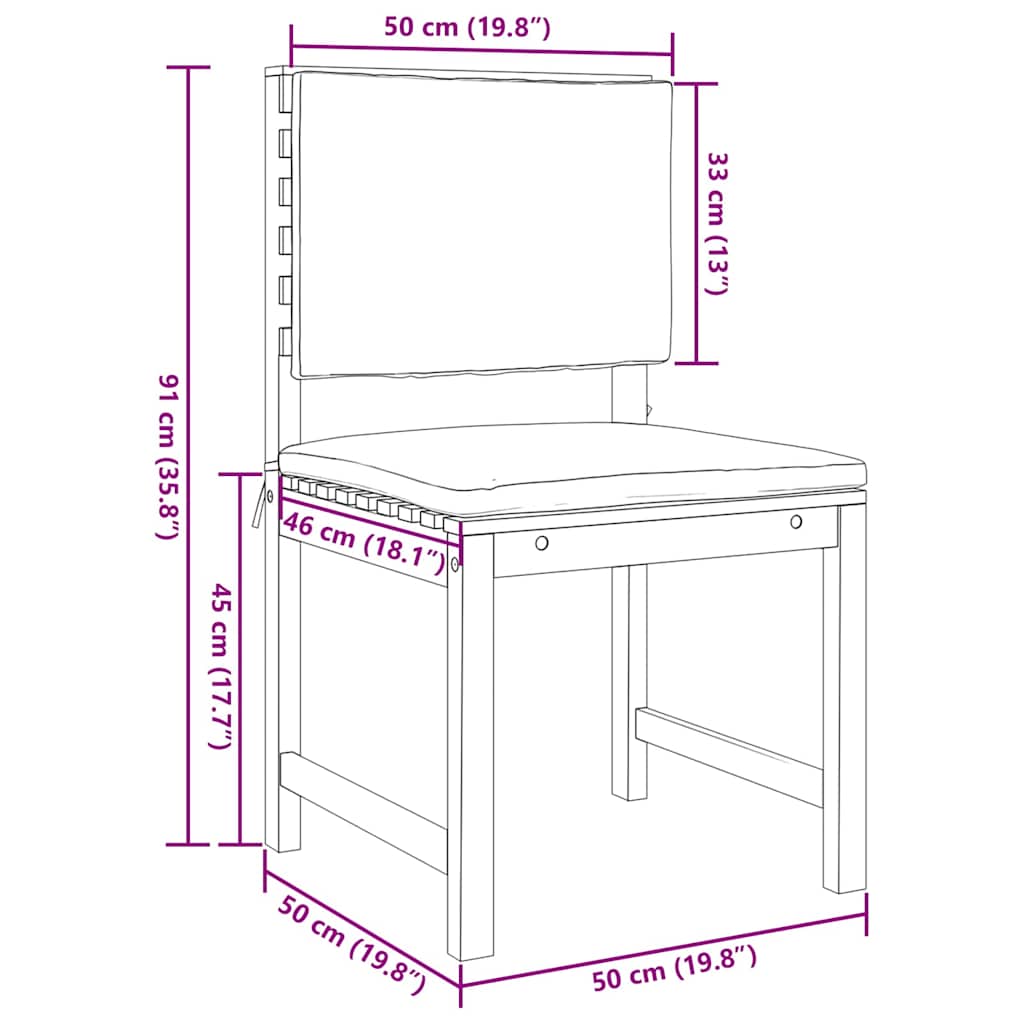 Ensemble bistro de jardin 3 pcs Marron Bois d'Acacia Massif