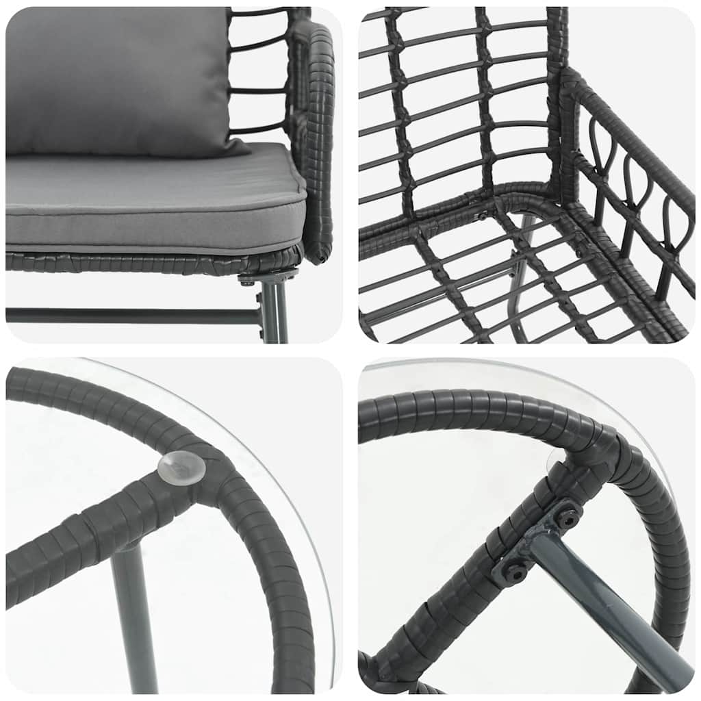 Ensemble de salle à manger pour jardin 3 pcs Noir et anthracite - XIOS