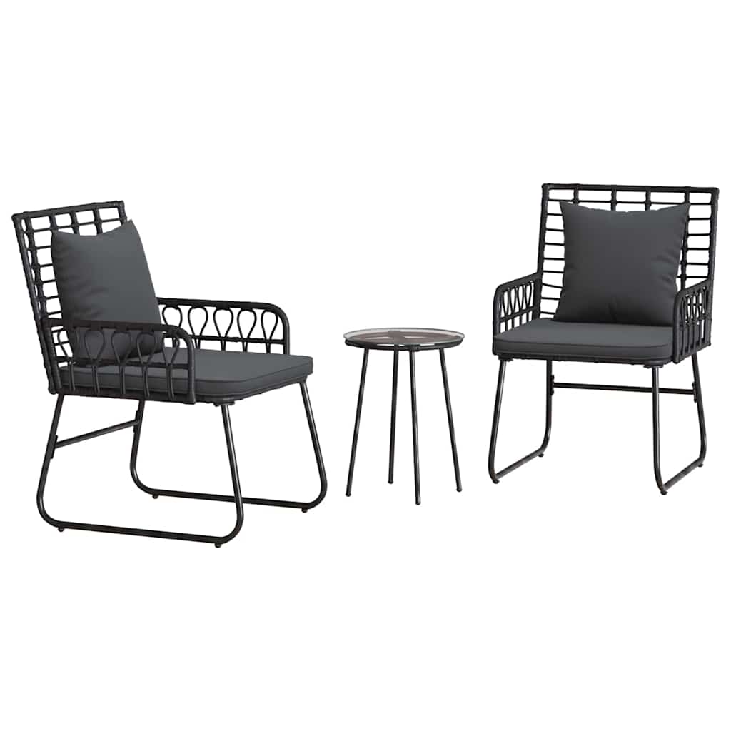 Ensemble de salle à manger pour jardin 3 pcs Noir et anthracite - XIOS