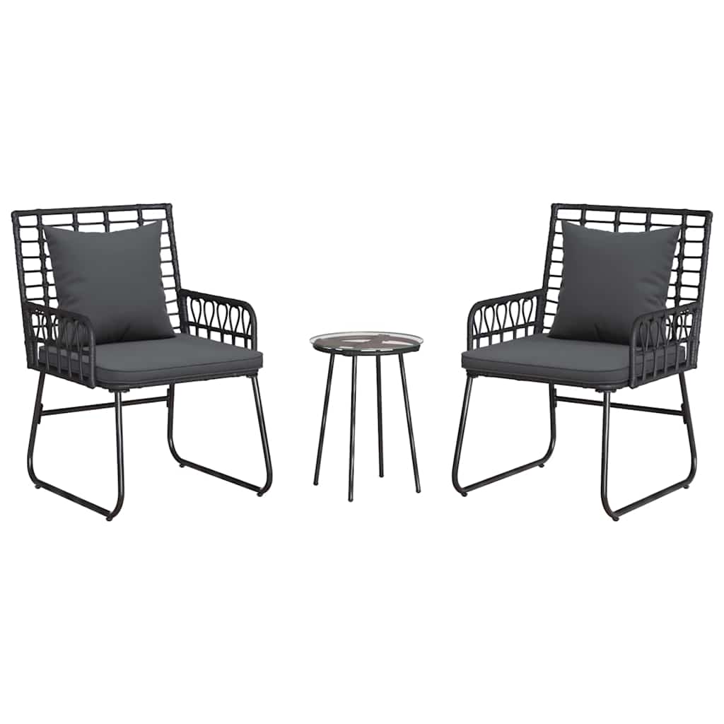 Ensemble de salle à manger pour jardin 3 pcs Noir et anthracite - XIOS
