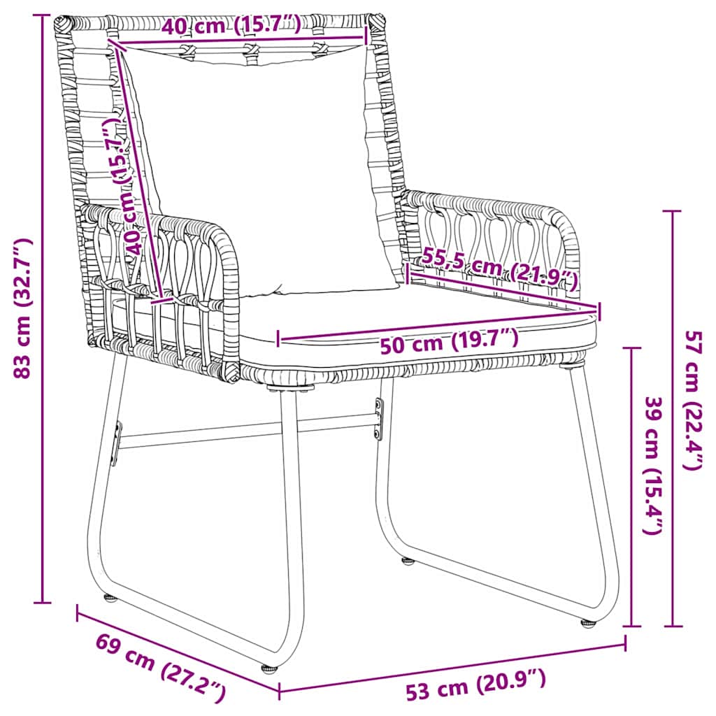 Ensemble de salle à manger pour jardin 3 pcs Noir et anthracite - XIOS