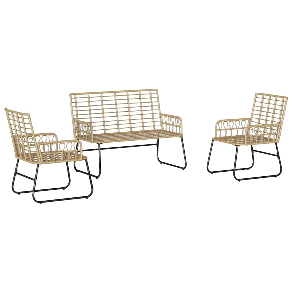 Ensemble de salle à manger pour jardin 3 pcs Marron et Crème - XIOS