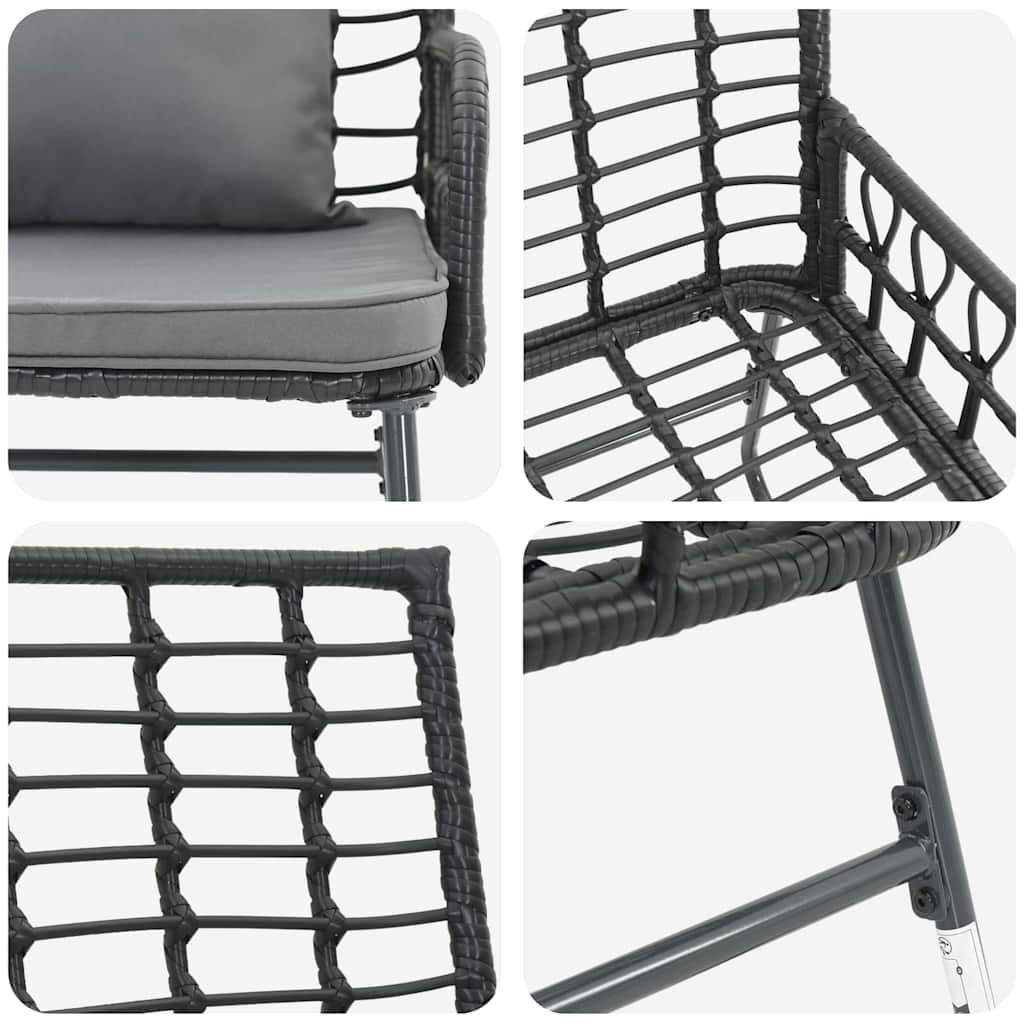 Ensemble de salle à manger pour jardin 3 pcs Noir et anthracite - XIOS