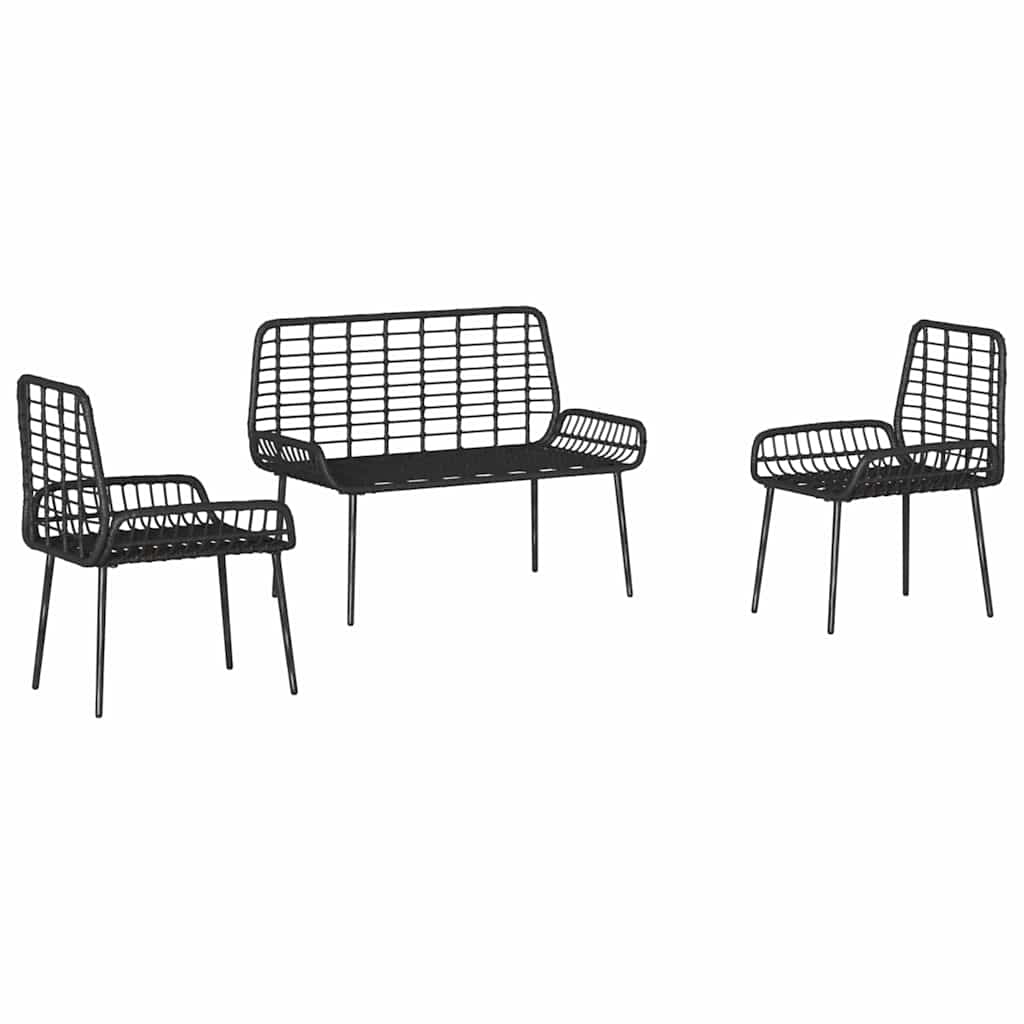 Ensemble de salle à manger pour jardin 3 pcs Noir et anthracite - XIOS